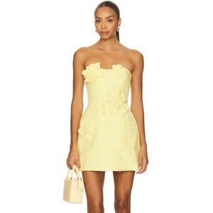 Leo Lin Rosario Petal Bustier Mini Dress in Sorbet Yellow